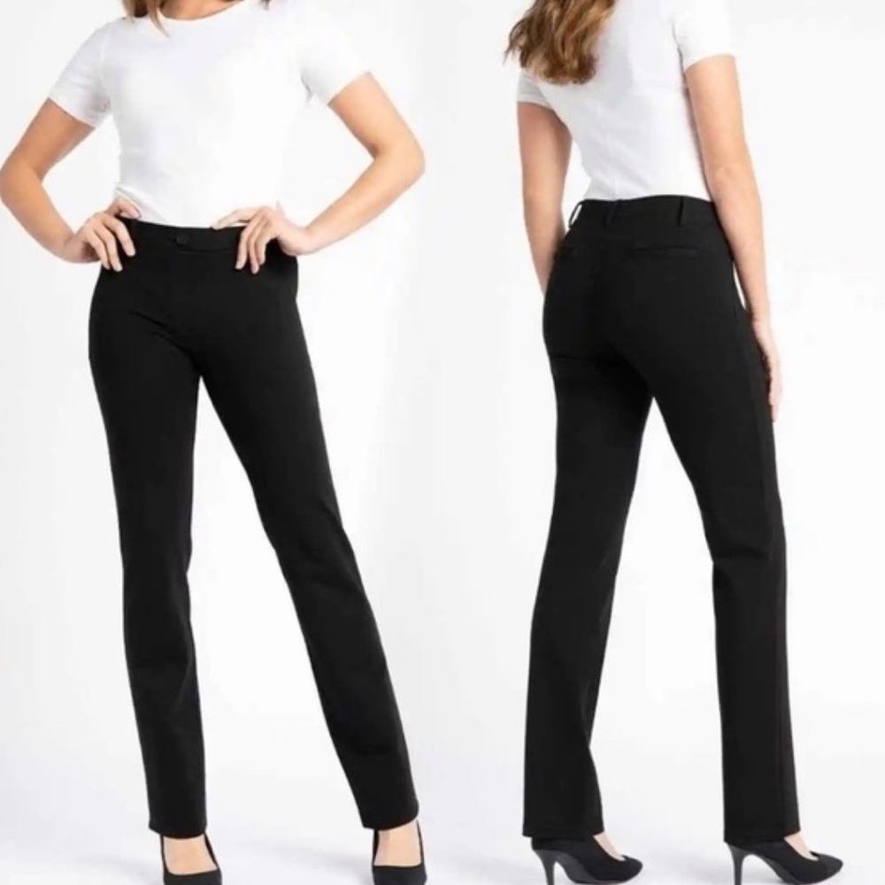 Betabrand Classic Black Dress Pant Yoga Pants Straight Leg Medium Petite J2